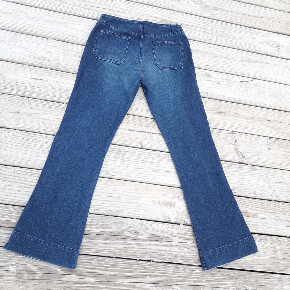Vintage Bell Bottom Jeans Button Fly VTG 90s Cotton Denim Abercrombie & Fitch 6 - Picture 12 of 13
